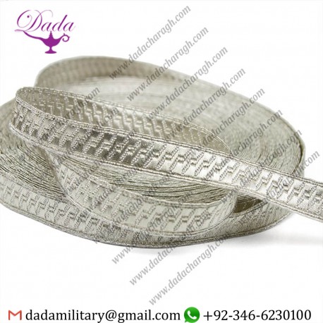 MORROW braid Geometric pattern braid Pale Silver Bullion Braid Trim