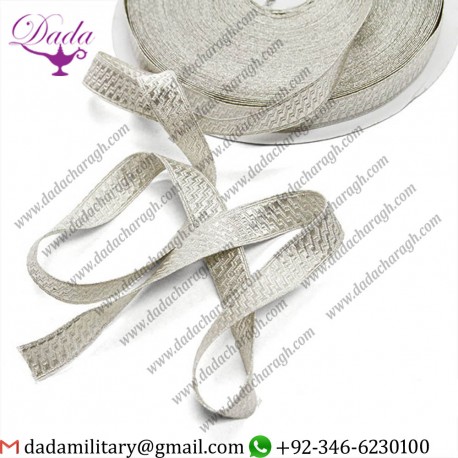 Pale Silver Bullion Braid PAX  Geometric pattern Trim