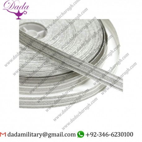 Pale Silver Double Stripe Military  Bullion Braid tresse Trim