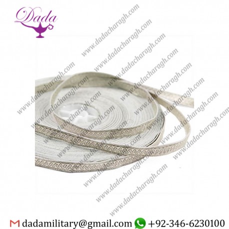 Silver Bullion Braid Chevron Pattern braid tresse Trim