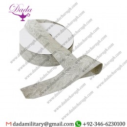 Silver Bullion Leaf Pattern Braid tresse Trim