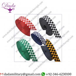 White and Red, Navy Blue, Green, Black, Yellow and Navy Blue Cap Ribbon