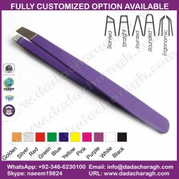 SLANTED TWEEZERS PURPLE PCT, STAINLESS STEEL FOR LADY