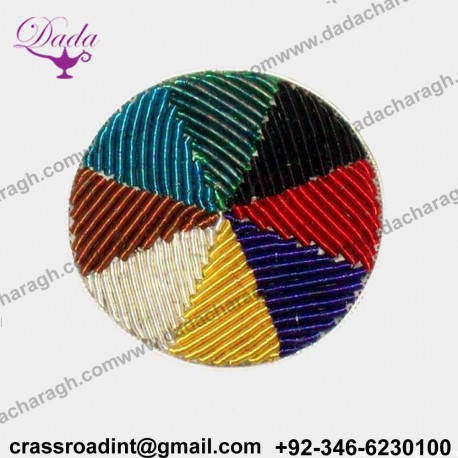 Coloured Bullion wire blazer badges Hand Embroidery Brooch