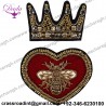Crown Bee Heart Embroidery Badges Handmade India Silk Wire Patch Brooch Beaded Diamond Embroidered Applique Sewing