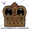 Crown Indian Silk Badge Patches Beaded Crystal Decorated Applique Vintage Embroidered Sewing Garment Badge