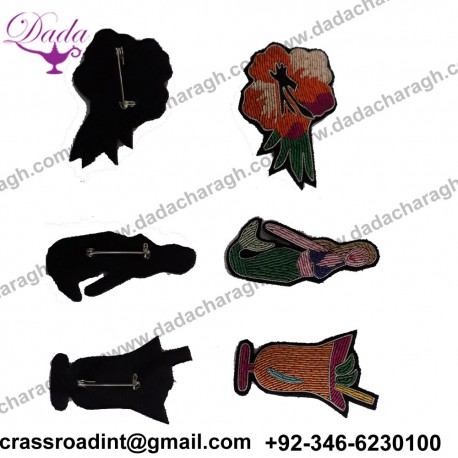 Custom badge embroide Cartoon Indian silk badges brooch decorative pins simple brooch