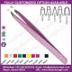 TWEEZERS STAINLESS STEEL FROSTED GLITTER SERIES  PINK SLANT TIP  BEST FOR EYEBROW  INGROWN HAIR  PRECISION TWEEZER