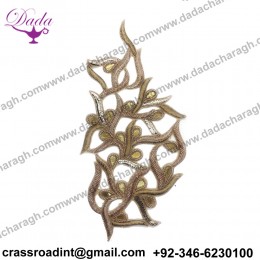 Lace styles Zardozi Heavy Poised-Classy Paisley Patch, Artistic-Patch, Creative-Patch(Rose Gold)
