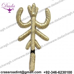 Large, Hand-Beaded Applique. Black & Iridescent motif