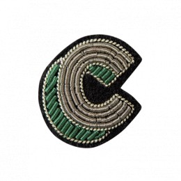 Letter c Customized Bullion wire brooch pin hand embroidery brooch badges Bullion wire fashion jacket Indian