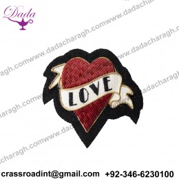 Goldwork Heart And Scroll Brooch