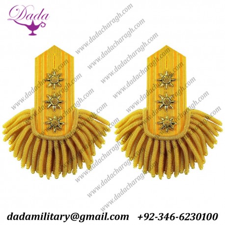 British Military Gold Shoulder Board Regiment Bullion Laced Fringe Star Epaulette