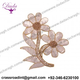 Two Flower Design Dabka and Mukaish, Badla Work Hand Work Patch