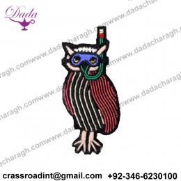 Diving Owl Brooch Hand Embroidery Indian Silk Badges China Motif Creative Brooch Decorative Pins Simple Brooch