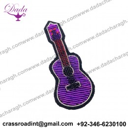 DIY 3D Hand embroidered badges Musical Instruments Guitar Badge Armband applique for Coat Trousers Brooch
