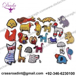 DIY New 3D Hand embroidery badges Animal, fox, Monkey, Dinosaur Embroidered metal wire applique for Coat Trousers