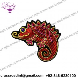 DIY New product 3D Hand embroidered badges lizard cowboy Armband applique for Coat Trousers Bag Brooch