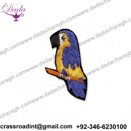 Wholesale Bullion Wire Embroidered Parrot Patterns For Clothes