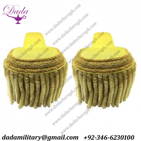 Gold Bullion Shoulder Epaulettes With Heavy Spiral Fringe, marching Band Epaulet Boards