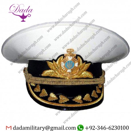 White Parade Hat Ukraine Navy Admirals Cap