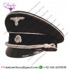 Black Visor Cap With White Pipping, SS Cap German Allgemeine SS Officers Cap