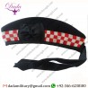 Red & White Diced Design, Red Pom Pom, Wool, Hat, Kilt, Army Scottish Glengarry
