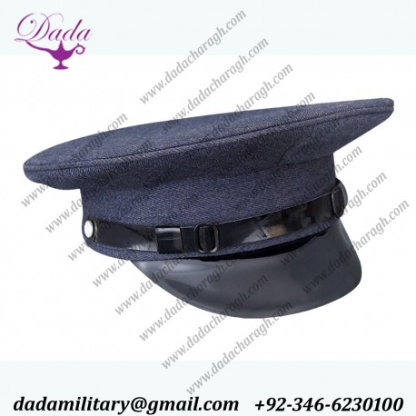 Black leather Strap military visor cap