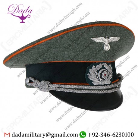 Visor Cap, German Army Officer Visor Cap - Orange Piping