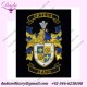 Custom Embroidered Bullion Crest Gold , Silver Wire Family Crest Coat of Arms