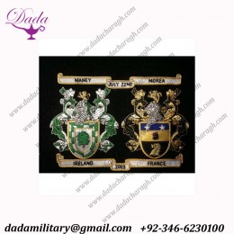 Family coat of arms banner Bullion wire family double banner hand embroidery crest emblem