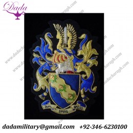 Family Coat of arms hand made bullion embroidery crest