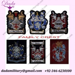Hand Embroidery Bullion Wire Family Crest ( Coat of Arm )
