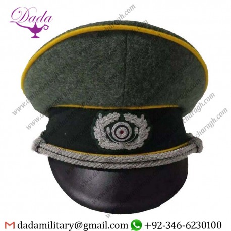 WW2 German Wehrmacht Army Heer Cap Hats, Top Eagle In Hand Embroidered Included