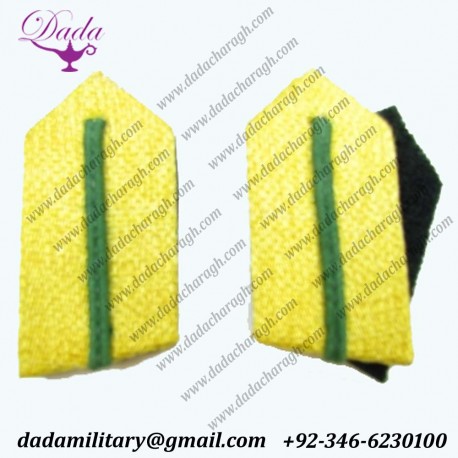Military Gorget Epaulette Gorget Collar Patch Gold With Green Russia Braid