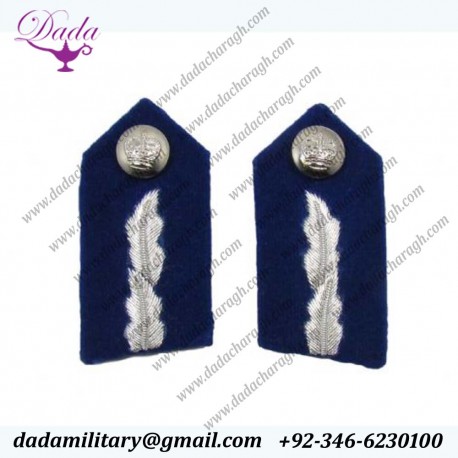 Officer Uniform Gorget Collar Patches Gorget Patch Badges Silver On Blue Small With Clips Commissioner Of Police