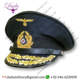 Uniform German Cap, WW2 Kriegsmarine Admiral's Visor Cap - Blue Wool