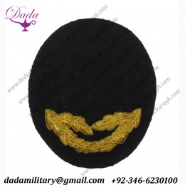 Military Embroidered Visor Peak 2 Rows Gold Oak Leaf For Ladies Cap