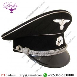 Visor Cap, German Allgemeine Officer Peaked Cap - Cotton Piping