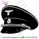 Visor Cap, German Third Reich Allgemeine SS Officer Visor Cap, Black , White Piping, Economy Model