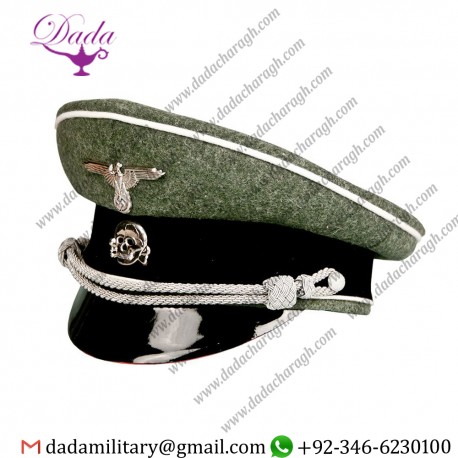 Visor Cap, German World War 2 Waffen SS Infantry Officers Visor Caps