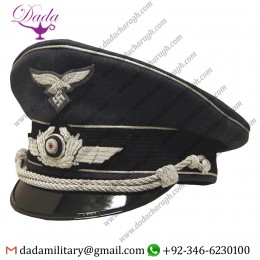 Visor Cap, Luftwaffe Officer Visor Cap, Silver Piped