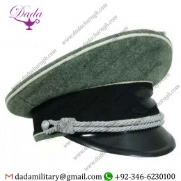 Waffen SS Officer WWII German Visor Cap - Field Grey