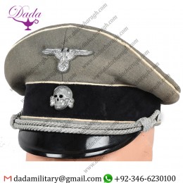 White Piped Visor Cap, Waffen SS Officers Cap