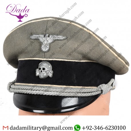 White Piped Visor Cap, Waffen SS Officers Cap