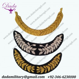 Custom Made Army Officer Peaked Cap Visor Silver Gold Bullion Wire Embroidered Whole Seller Retailer