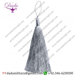 11 Cm Straight Thread Mylar Tassel Silver
