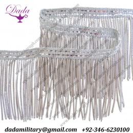 10 Cm Silver Plated Bullion Fringe, Silver Bullion Fringe, Metal Wire Fringe