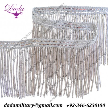 10 Cm Silver Plated Bullion Fringe, Silver Bullion Fringe, Metal Wire Fringe