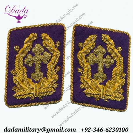 WW11 Kriegsmarine Senior Deacon Collar Tabs Set Hand Embroidered